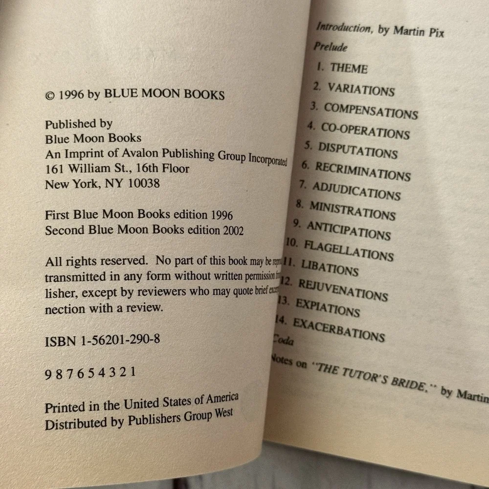 Tutor's Bride Martin Pyx Vintage Erotic Sleaze Smut Novel Blue Moon 1996‎ PB